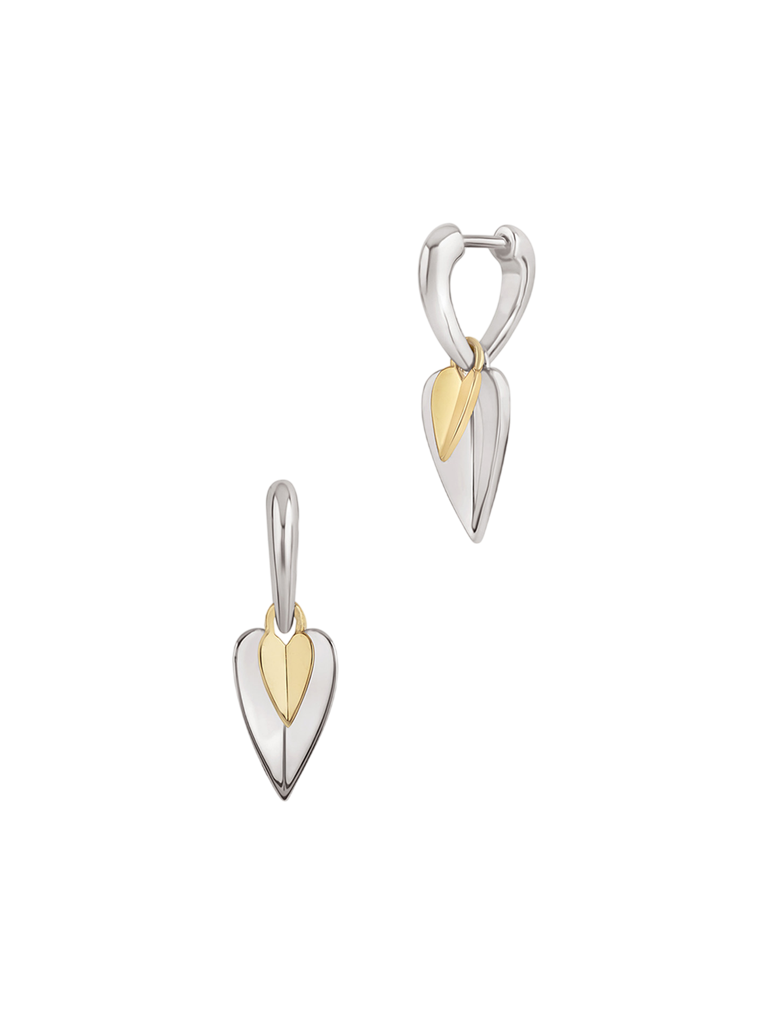 Folded heart duo drop hoops